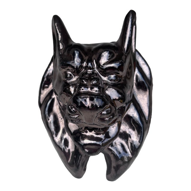 Mid-Century Terracotta Majolica Dog Bavent Normandy Applique For Sale