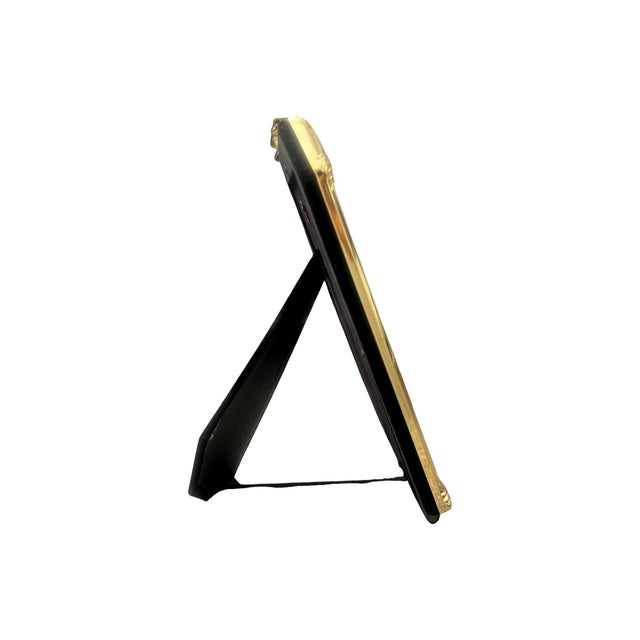 Art Deco Vintage Postmodern 1980s Art Deco Brass Picture Frame Velvet For Sale - Image 3 of 9
