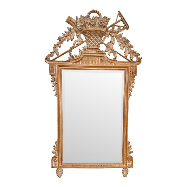 A rare, beautifully crafted vintage Italian-made LaBarge wall mirror featuring an elegant Louis XVI-inspired carved pine...