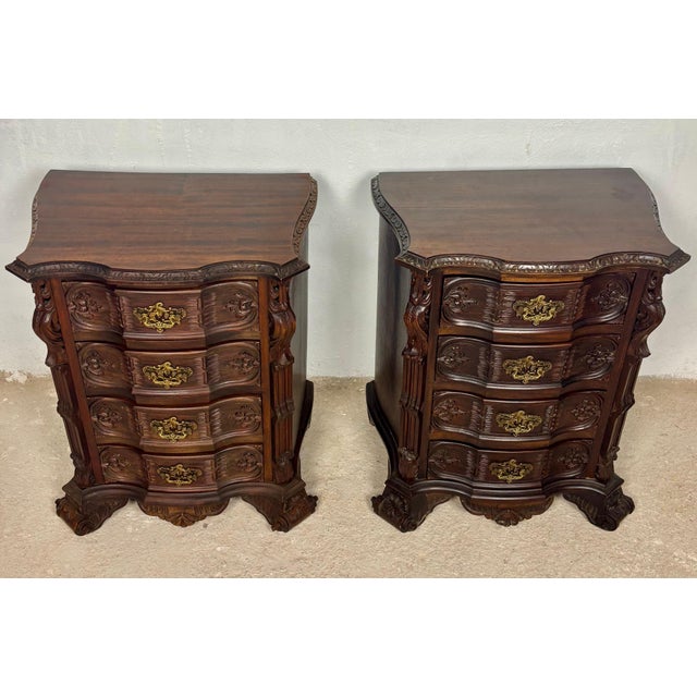 Pair of Carved Wood Bedside Cabinets, 1930s For Sale - Image 15 of 18