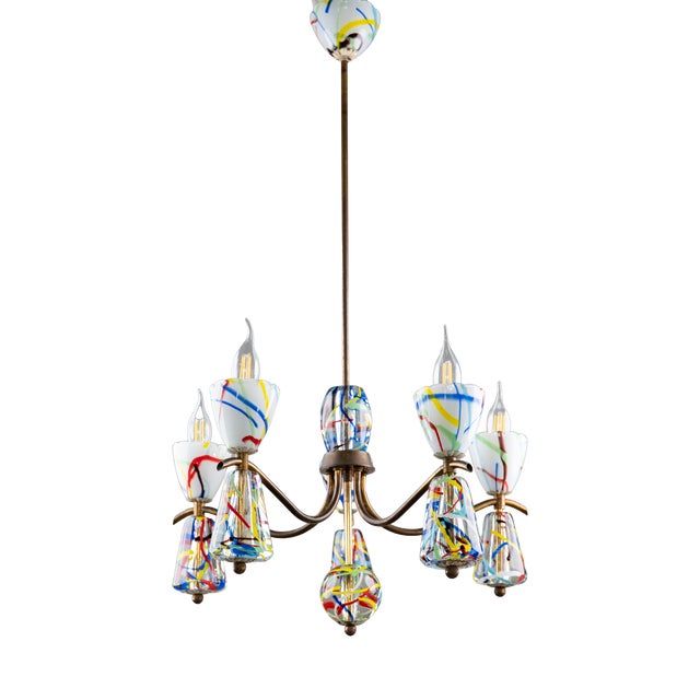 Murano Glass Chandelier by Dino Martens for Aureliano Toso,1950s For Sale