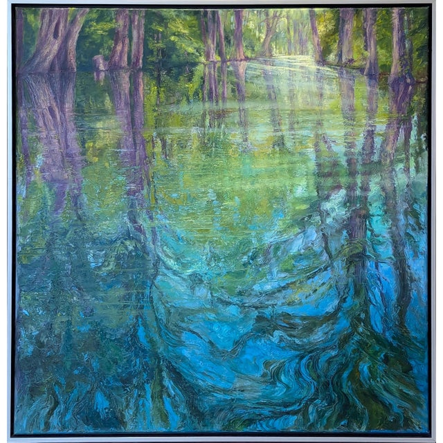 Nancy Paris Pruden "Cypress Creek" Contemporary Naturalistic River Landscape Nature Painting, 2020s For Sale