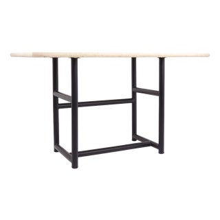 Metal and Travertine Table, 1980s For Sale