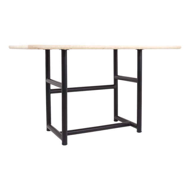 Metal and Travertine Table, 1980s For Sale