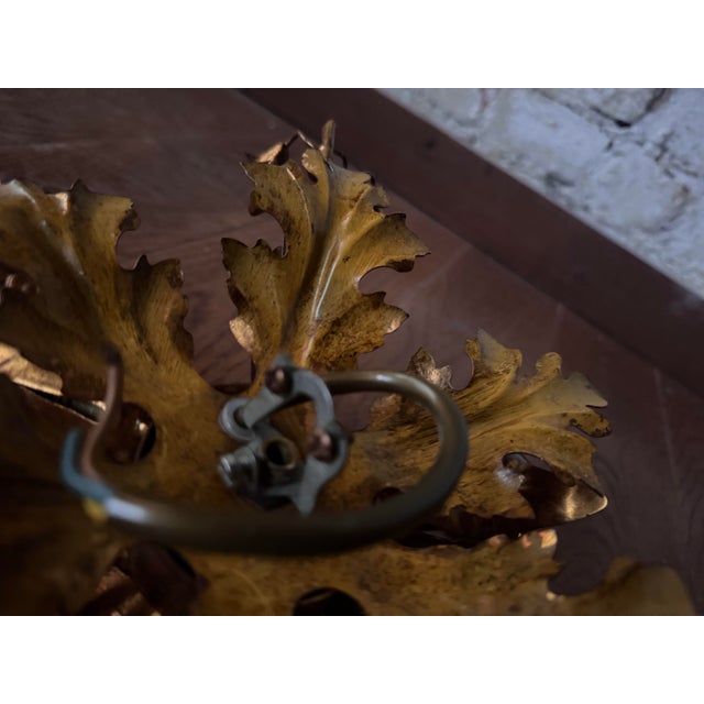 1960s Hans Kögl Gilded Metal Floral Leaf Wall Sconces - a Pair For Sale - Image 11 of 11