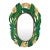 Carved Wood Tropical Folk Art Calalily Green Leaf Oval Wall Mirror For Sale