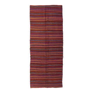 Striped Vintage Colorful Kilim Rug - 4`9" X 11`5" For Sale