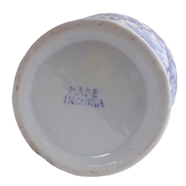 1970s Medium (12 Inches Tall) Oriental Vase, Blue and White For Sale - Image 4 of 8