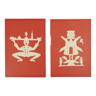 Hans Christian Andersen Silhouette Papercutting Hans Terra Cotta Postcards - a Pair For Sale