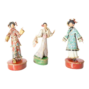 1970s Lee Menichetti Asian Costumed Women Sculptures- Set of 3