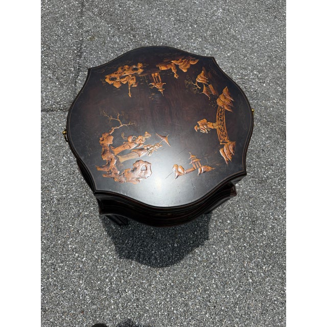 Chinoiserie Theodore Alexander Indochine the Floral Painted Box Accent Table For Sale - Image 3 of 13