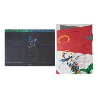 Unknown, Abstract Geometric Compositions, 1980s, Silk-Screen, Set of 2 For Sale