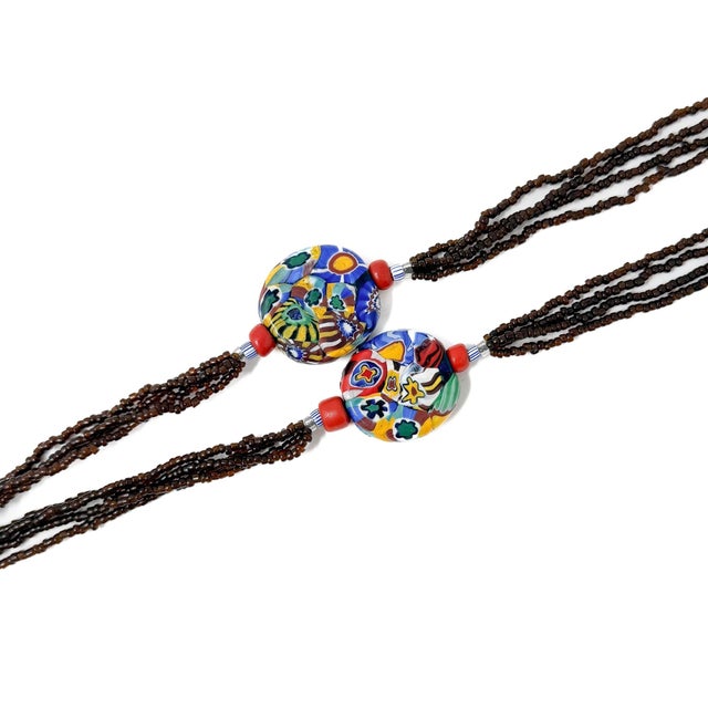 Art Deco Millefiori Glass Bead Tassel Flapper Necklace, 1920s For Sale - Image 6 of 8