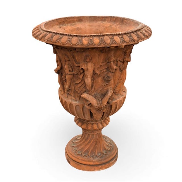 1990s 1990s Pair of Neoclassical-Style Terracotta Garden Urns For Sale - Image 5 of 8