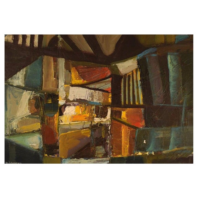 Alf Johansson, Abstract Composition, 1960s, Oil on Canvas For Sale