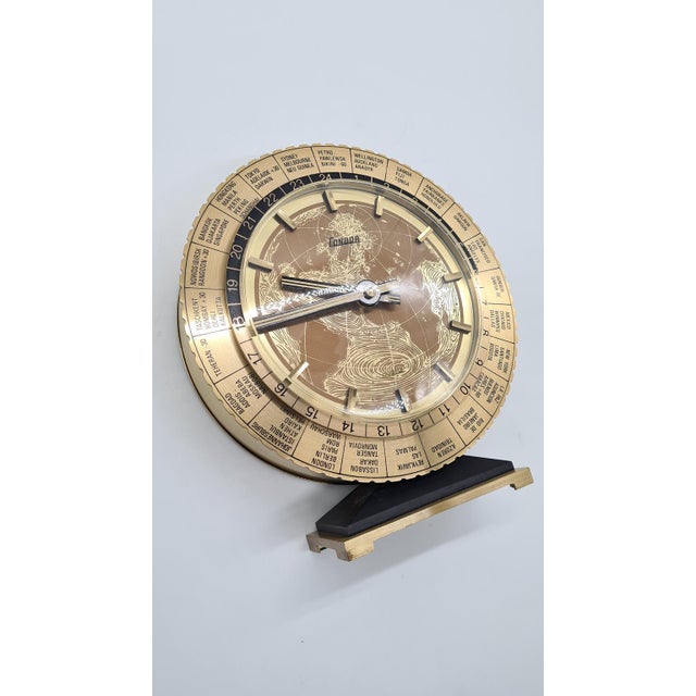 Swiss Condor Table Clock with World Map, 1950s For Sale - Image 6 of 15