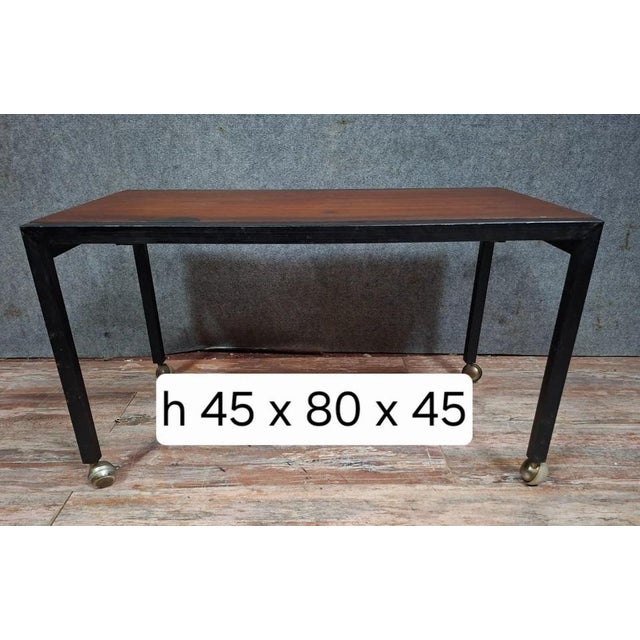 Modern Coffee Table with Wooden Top and Metal Frame, 1970s For Sale - Image 6 of 9