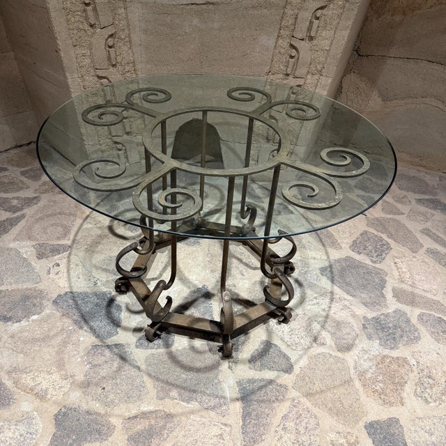 1960s Sculptural Forged Iron Gilt Patio Table For Sale - Image 11 of 11