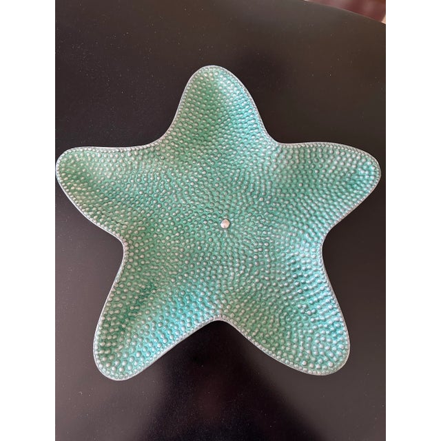 Modern Vintage Turquoise/Green Enameled Aluminum Starfish Serving Platter For Sale - Image 3 of 11