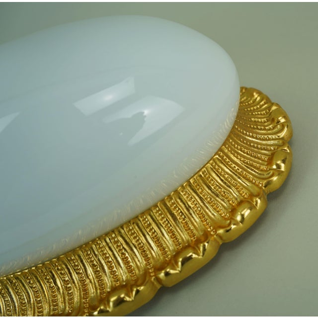 Metal Vintage Glass Sconce with 234 Opaline Glass and Gilt Aluminum from Glashütte Limburg, 1970s For Sale - Image 7 of 16