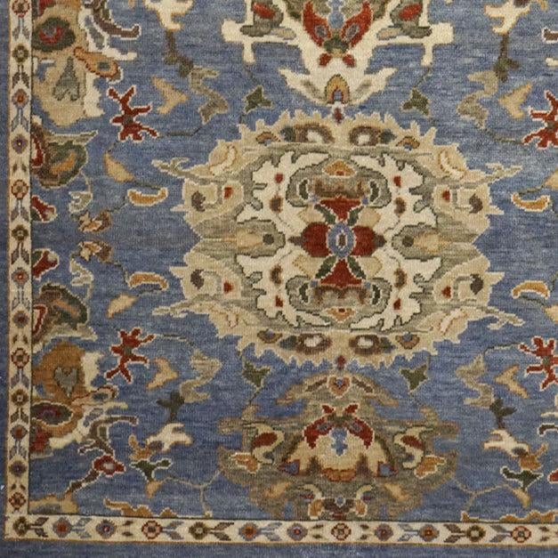 Afghan Sultanabad Wool 4x6 Light Blue, Ivory, Olive & Rust Handmade Area Rug #1143673