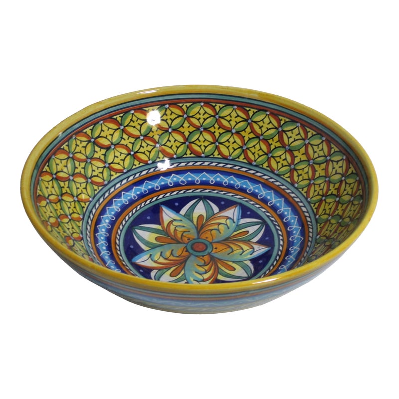 1960s Deruta Hand-painted Round Pottery Bowl, Made In Italy