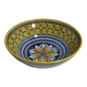 1960s Deruta Hand-Painted Round Pottery Bowl, Made in Italy