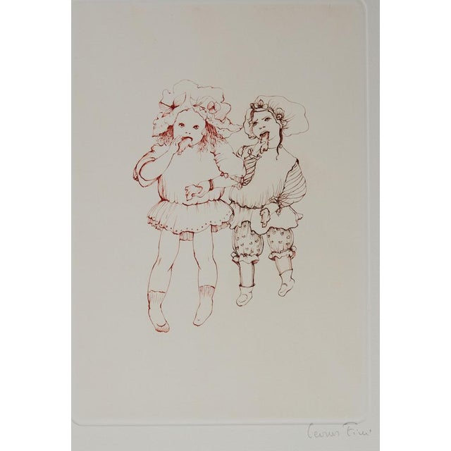 Leonor FINI Greedy Original signed etching On vellum 56 x 38 cm Good condition This piece is attributed to the mentioned...