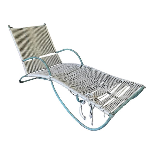 1950s Attributed to Walter Lamb Bronze and Nautical Rope Chaise Lounge For Sale