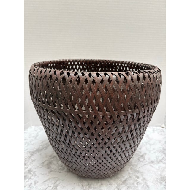 Rustic Large Woven Wicker Earthy Rustic Plant Vessel For Sale - Image 3 of 6