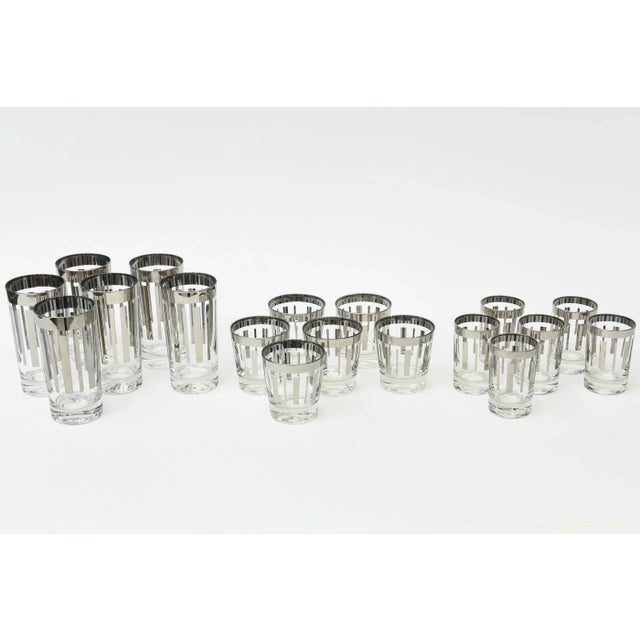 Mid-Century Modern Vintage Silvered Barware Set of 18 Glasses With Silver ,Modern Mid Century For Sale - Image 3 of 12