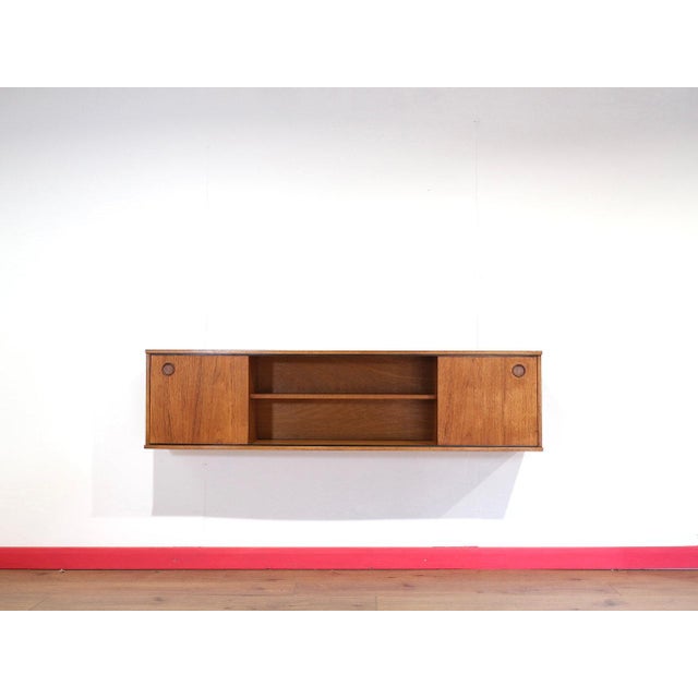 Brown Mid Century Modern Teak Vintage Wall Mounted Credenza Sideboard in the Style Avalon Danish For Sale - Image 8 of 11