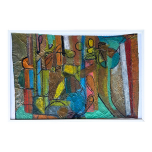 Jaddan Massanet Abstract Mixed Media Collage Painting 2003