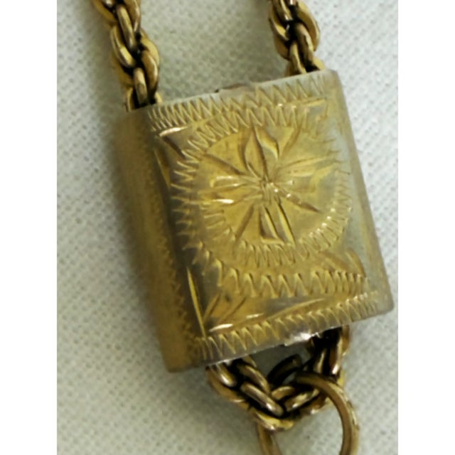 Metal Late Victorian Gold Filled Guard Chain With Illinois Hunter Case Pocket Watch, C. 1890–1900 For Sale - Image 7 of 14