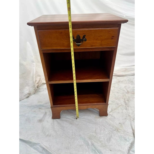 1970s 1970s Vintage Stickley Side Table, Nightstand, Solid Cherry Top, Drawer, Center Shelf For Sale - Image 5 of 10