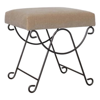 Panoplie Iron Loop Stool, Brown Mohair For Sale
