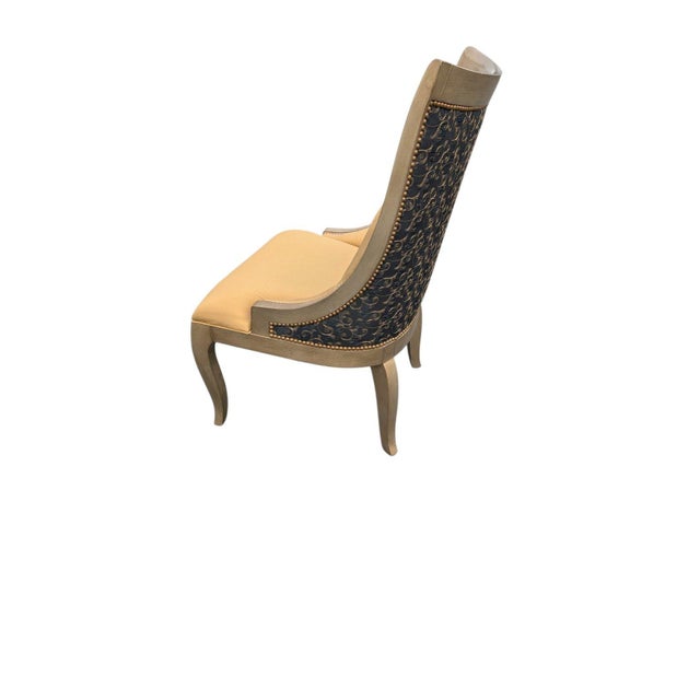 Marge Carson Marge Carson Tufted Gold Dining Chairs With Nailhead Trim, Set of 6 For Sale - Image 4 of 17