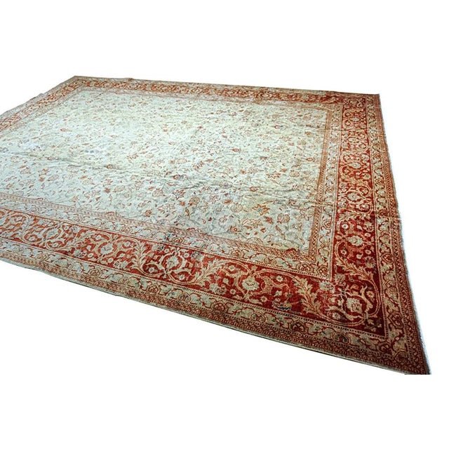 Textile Antique Persian Tabriz Rug in Wool & Silk, Circa 1880 – 9'3" x 12'3" For Sale - Image 7 of 12