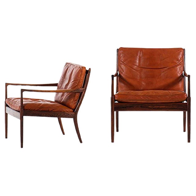 Set of Swedish Model Samsö Lounge Chairs by Ib Kofod-Larsen for OPE, 1950s For Sale