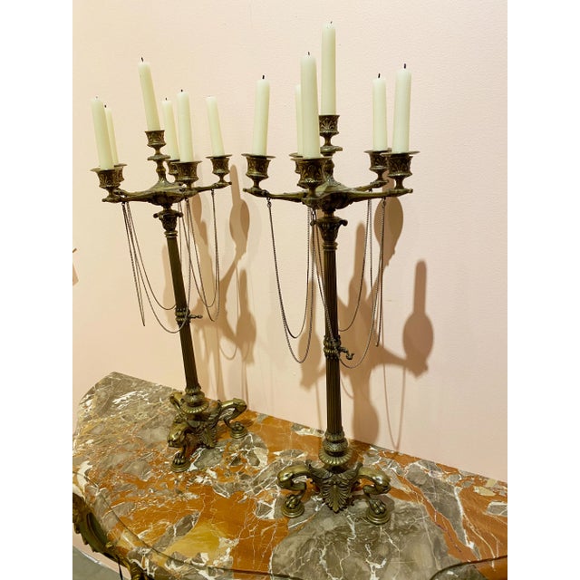 French French Empire Bronze Candelabras -a Pair For Sale - Image 3 of 12