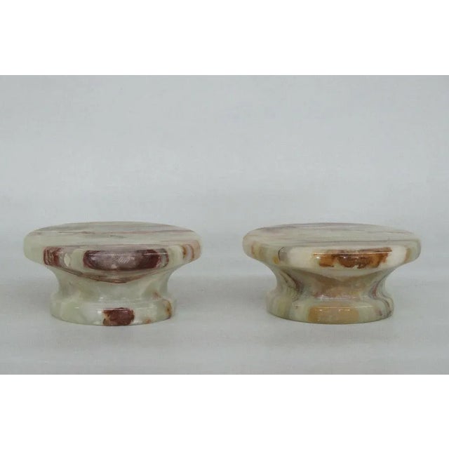 White Slag Glass Vintage Candle Holders - A Pair For Sale - Image 8 of 11