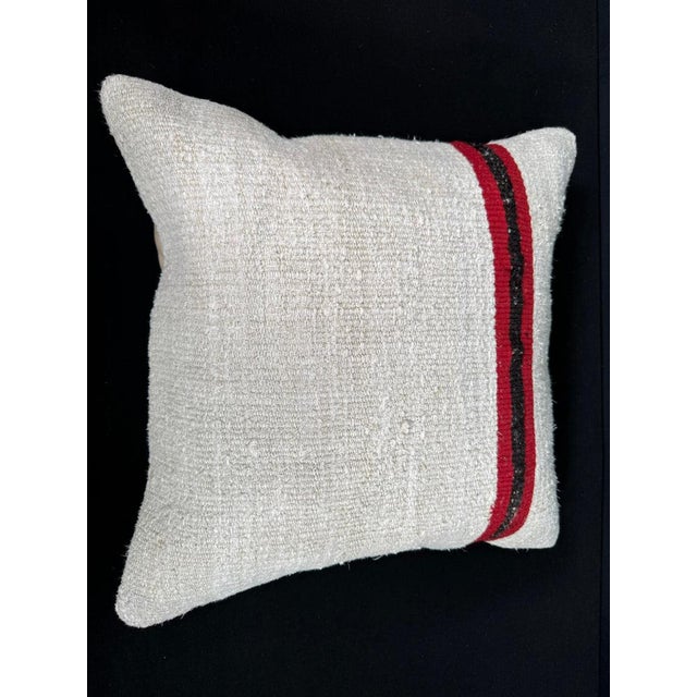 Contemporary Turkish Hemp Pillow Cushion Natural Beige Red Pillow Cushion Cover 20x20 For Sale - Image 3 of 4