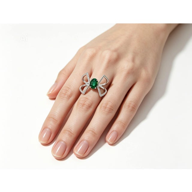 Brand: EFFY Material: 14K White Gold - durable and elegant Stones: Emerald - 0.8 carats total Accent Stones: Brilliant...