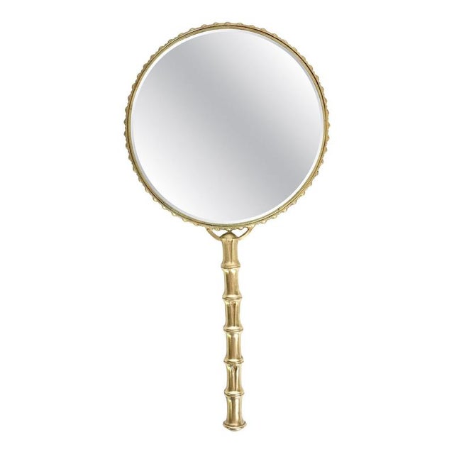 Gold Brass Double-Sided Hand Mirror, France, 1960s For Sale - Image 8 of 8