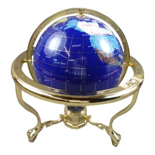 Gemstone Globe on Brass Stand For Sale
