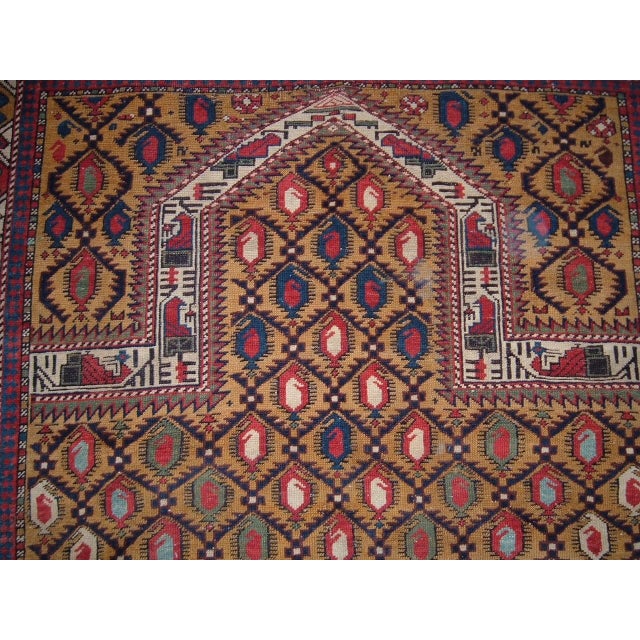 Antique Circa 1880 Gold Caucasian Shirvan Marasali Hand Knotted Rug 4ft X 4ft 10in For Sale In New York - Image 6 of 8