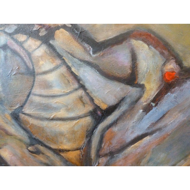 The bird is the word. There's a lot going on here. Original oil and acrylic painting on stretched canvas.