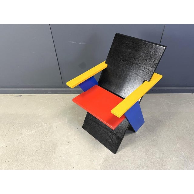Postmodern Armchair in the style of Gerrit Thomas Rietveld, 1980s For Sale - Image 12 of 14