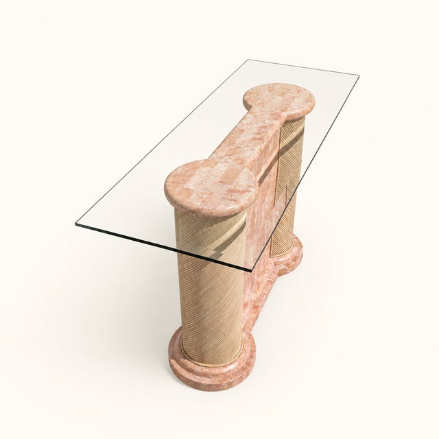 Postmodern Tessellated Stone and Glass Console Table, 1980s, Marble For Sale - Image 16 of 18