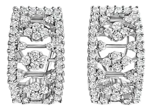Vintage Style Diamond Pave Clip-On Earrings 2.30cttw 14k White Gold, 2 Pieces